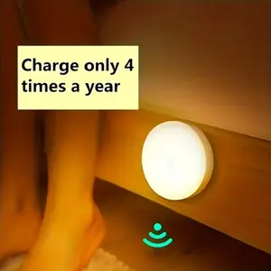 1Pcs Motion Sensor Night Light - Wireless LED Detector Lamp for Bedroom, Staircase, Closet, and Room Decor-
