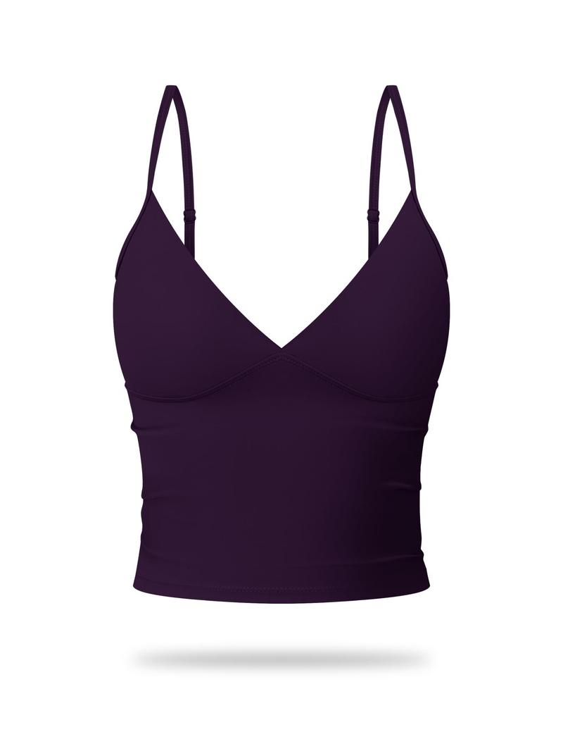 Women's Solid Color Sports Cami Top, Breathable Comfortable Sports Top, Ladies Sportswear for Indoor Outdoor Wear