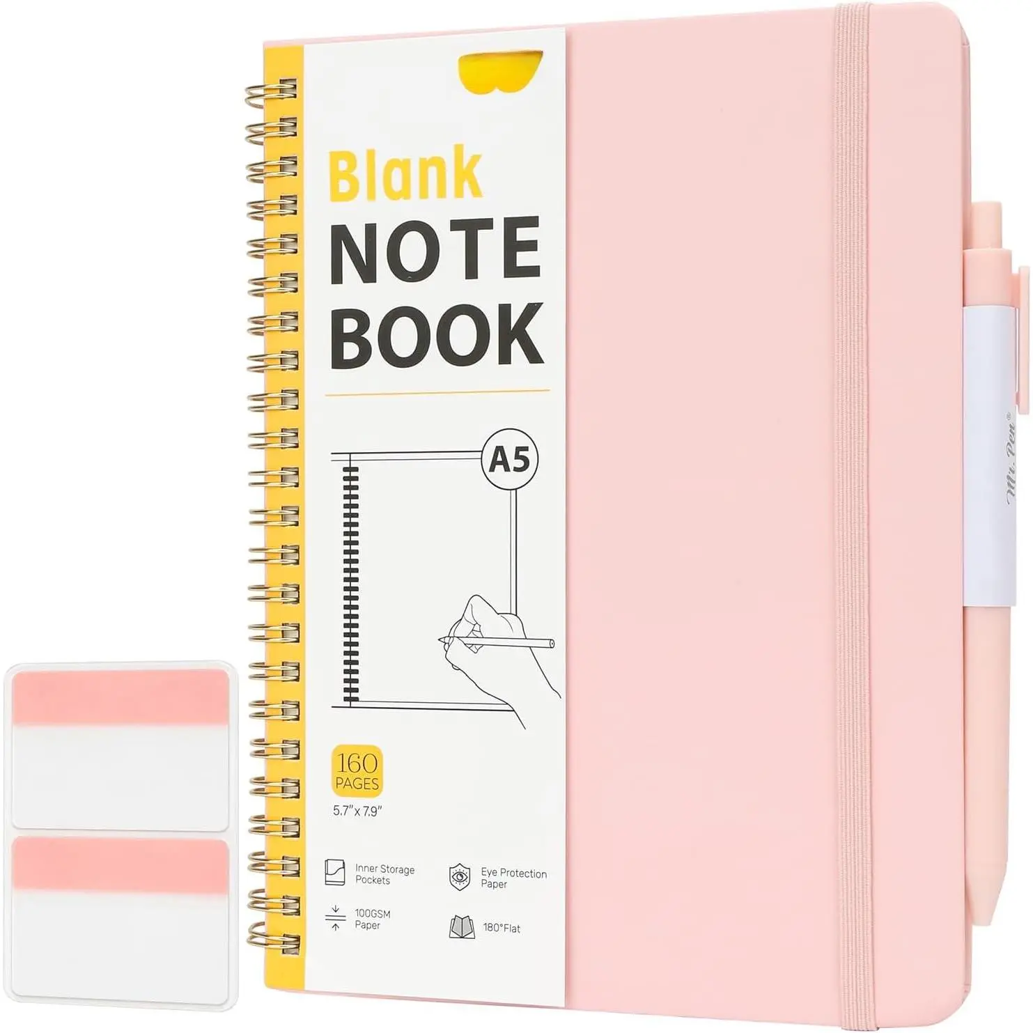 - Blank Journal Notebook Set, A5 (5.7"x7.9"), 160 Pages | Hardcover Plain Journaling Notebook with  & Sticky Index Tabs for Drawing & Sketching, Journals for Creative Writing