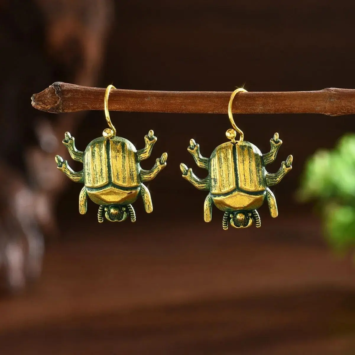 Creativity Vintage Green Beetles Earrings New Classic Design Insect Animal for Woman New Fashion Geometric Pendant Accessories fashionable all-season jewelry y2k cords for graduation.