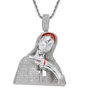 18k gold and copper micro-inlaid zircon hip-hop pendant, character avatar retro punk personality creative hip-hop accessories