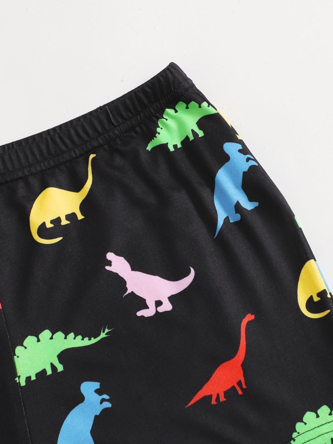 Women's Dinosaur Print Elastic Waist Shorts, Casual Comfy Shorts for Daily Wear, Ladies Bottoms for All Seasons