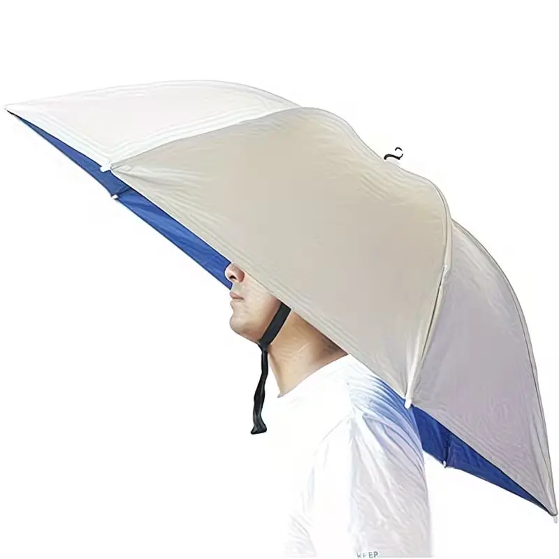 Adjustable Head-Worn Umbrella Hat, 30.3 Inch Expanded Canopy, Ideal for Fishing, Camping, Gardening, Wind-Resistant Abs Material, Foldable Design, Camping Shade Umbrella