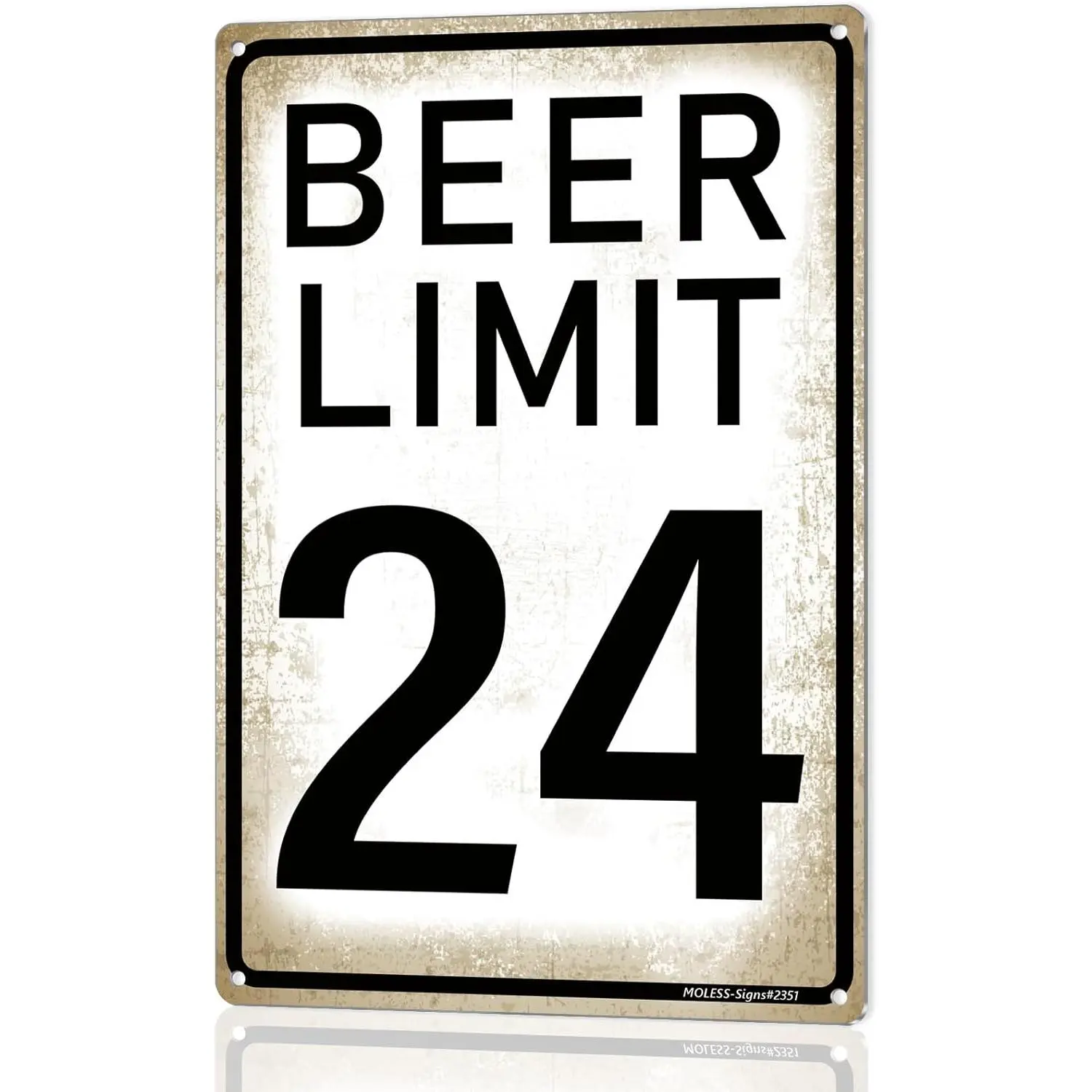 Vintage "Beer Limit 24" Road-Style Rustproof Aluminium Wall Sign - Adult Dad's Wall Mount Home Supplies Plaque, 12x8 in Garage Man Cave Decor