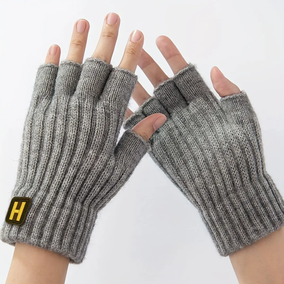 Unisex Thick Fingerless Touchscreen Gloves, Adjustable Warm Cold Weather Gloves, Thermal Gloves for Men Women, Winter Outdoor Wear