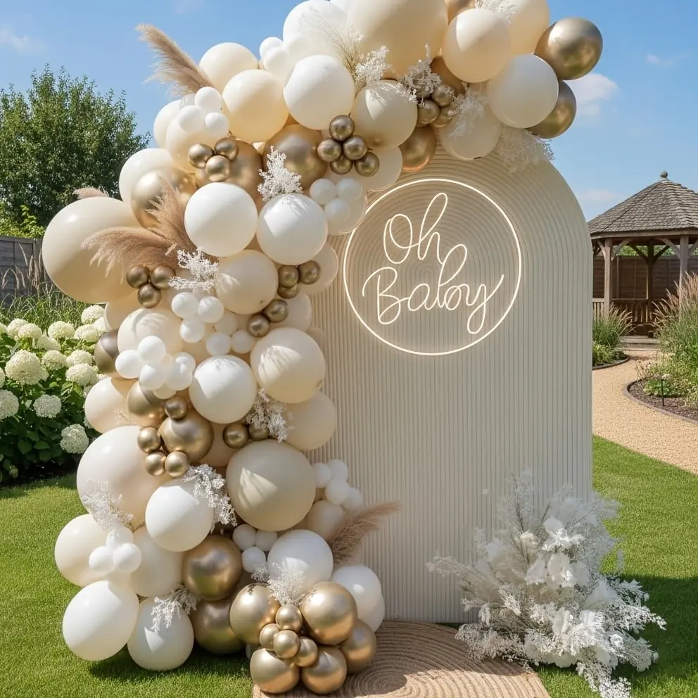 130 Piece Bohemian Balloon Arch Garland Set, Sand, Nude, Perfect for Birthday, Wedding, Engagement, Party Decorations