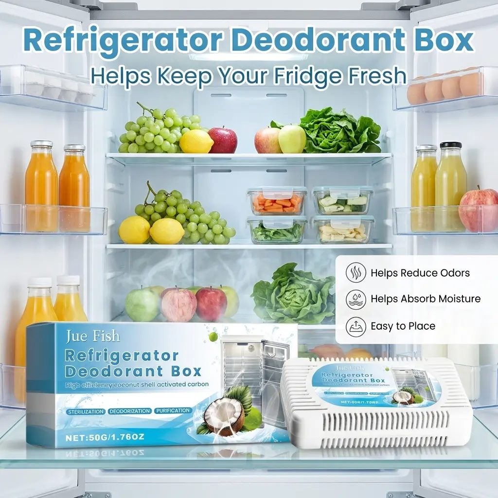 Refrigerator Deodorizer Box, Fridge and Freezer Odor Absorber for Food Storage Smells, Musty Odors, Cross Odor Control, Kitchen Fridge Freshener, Home Refrigerator Odor Care, Deodorizing Box, Fridge Cleaning Supplies and Daily Household Use