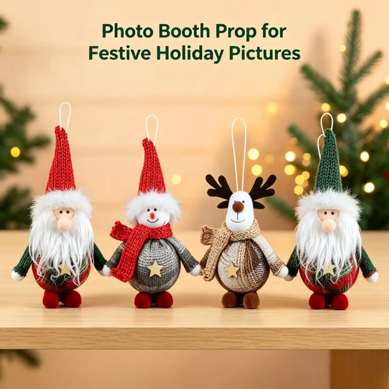 Random 6-Pack Christmas Knitted Faceless Santa Ornament, Plush Forest Gnome Santa Snowman Reindeer Set, Holiday Gift Box Decorations