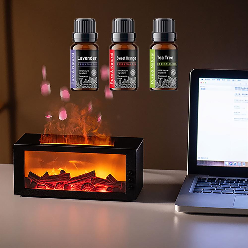 Upgraded fireplace flame humidifier bedroom lasting fragrance machine simulated flame aromatherapy machine household fireplace
