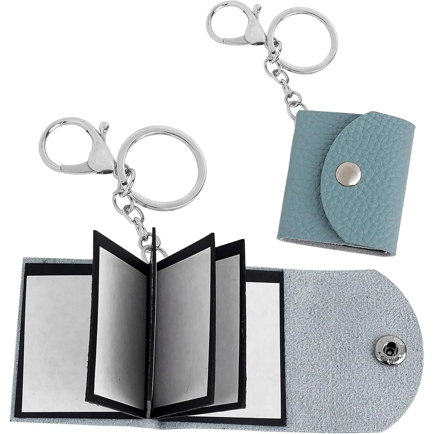 Blue Mini Personalized DIY Photo Album Keychain Small Key Ring for Family