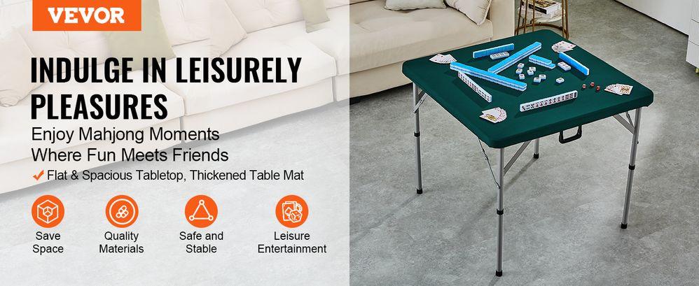 VEVOR Mahjong Table Fold-in-Half 4 Player Card Table & Wear-Resistant Tabletop