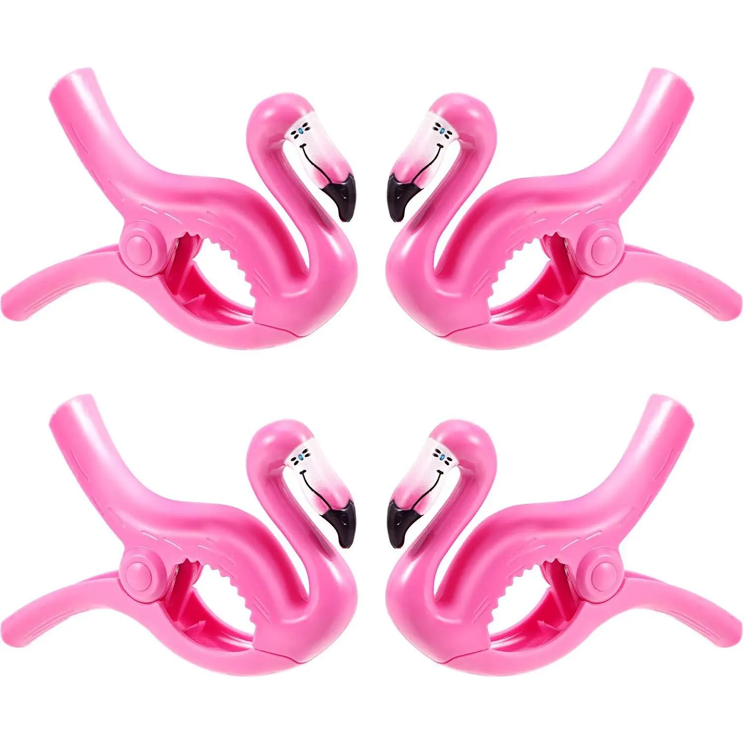4 Pieces Flamingo Beach Towel Clips Jumbo Size Beach Chair Clips Towel Holder Clothes Hat Pegs for Cruise Pool Patio Holiday Vacations or Daily Use