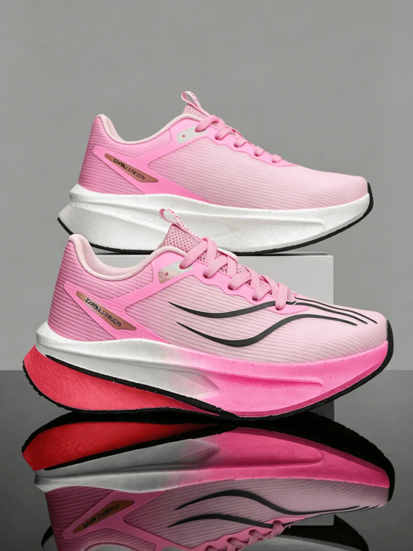 Professional Unisex Carbon Plate Sneakers Breathable Casual Trainers With Real Popcorn Midsole, Ventilated Woven Mesh, Elastic Hollow Foam Carbon Booster, Laser Gradient Grippy Sole Fit Track Racing Road Jog PE Training