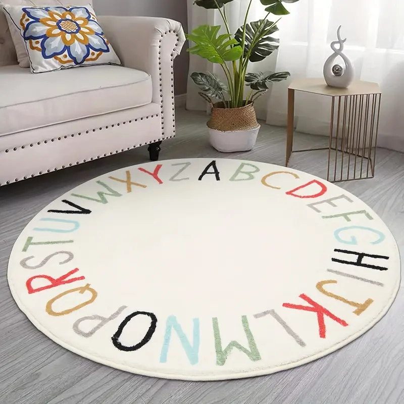 [Soft Rainbow Alphabet Mat] Large Soft Rainbow Alphabet Play Mat - Educational Area Mat with Colorful Letter Design, Machine Washable TPR & Polyester Material for Bedroom, Classroom, or Indoor Decor