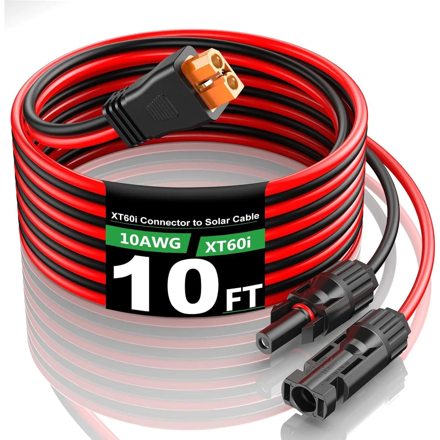 Solar to XT60i Extension Cable 10AWG 10FT Solar Connector to XT60i Adapter Charging Cable for Portable Power Station, Solar Generator, Solar Panel, Battery, RV