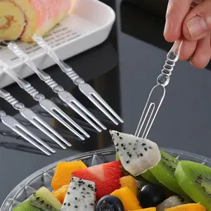 1Pack(200pcs) Disposable Plastic Mini Fruit Forks, Bistro & Cocktail Forks Set, 4"