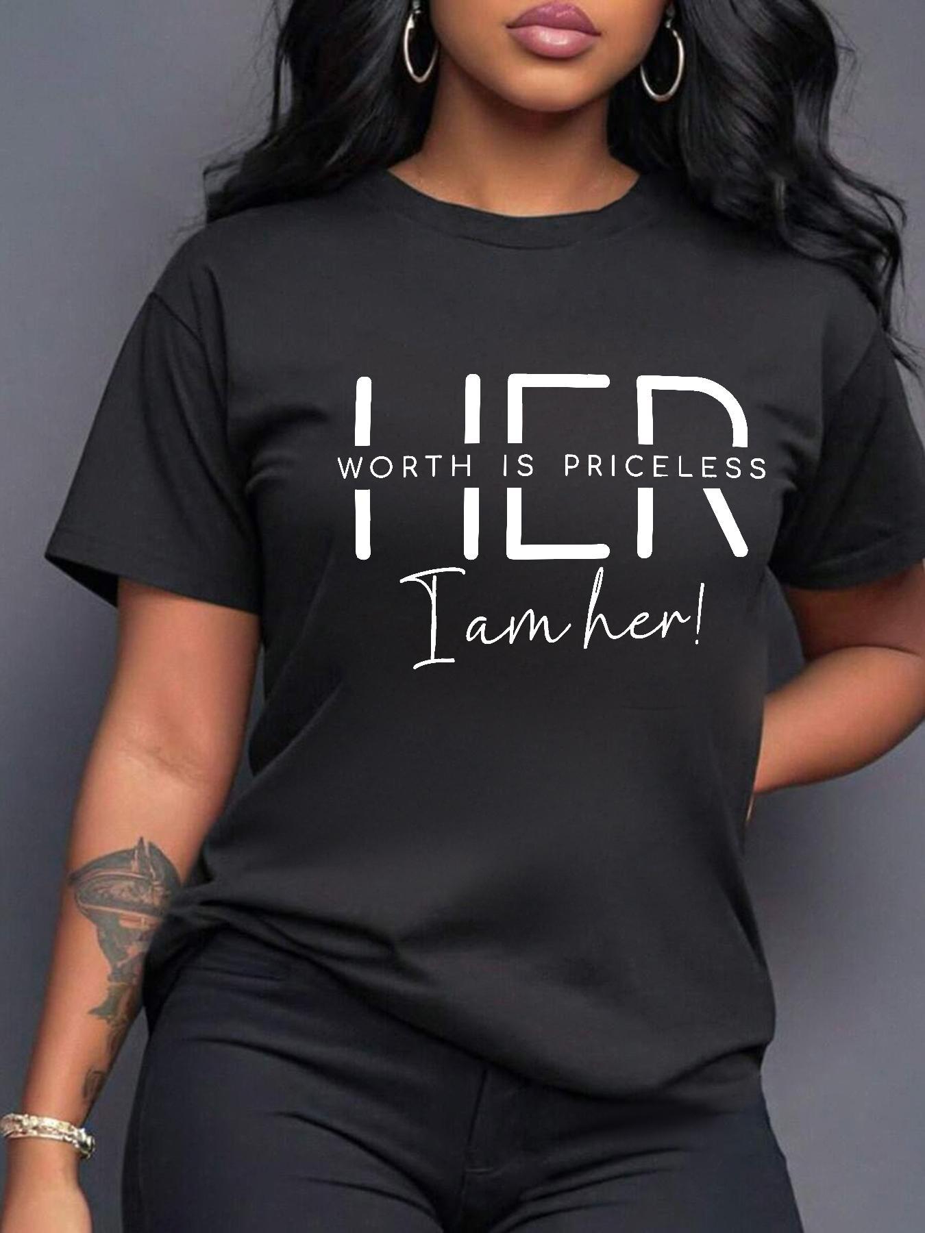 Women's Letter Print Round Neck Tee, Casual Short Sleeve Crew Neck T-Shirt for Summer, Fashion Women's Top for Daily Wear