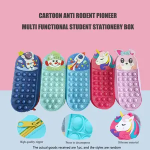 1pc Silicone Pencil Case, Press-Release Stress Relief, Large Capacity, Anime Style, Durable, Organized Storage Solution for Boys