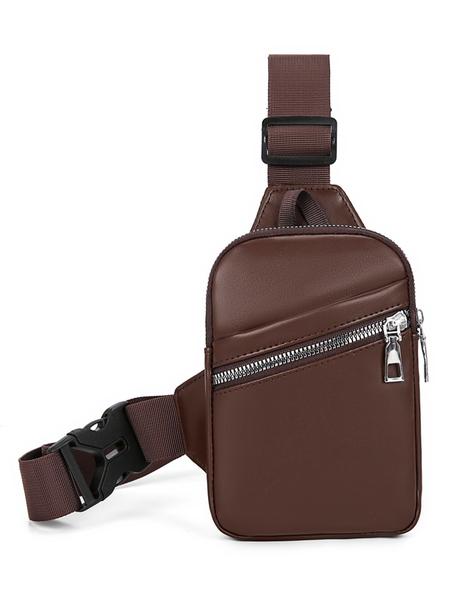 Men's Casual Solid Color Zipper Belt Bag, Fashionable Lightweight Chest Bag for Daily Commuting, Portable Sling Bag for Men, Zipper Fanny Pack