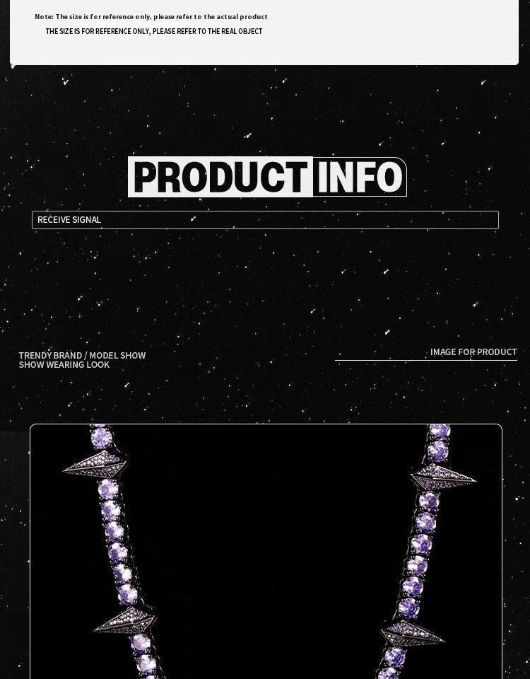 [ICE HUE]18K Gold Vacuum Plated Copper with 5A+ Sri Lanka Zircon Black SpikeNecklace Miami Italy Mexico & Micro Inspired for Women & Men Luxury Jewelry,Daily Wear,Casual Fashion,Gift Idea,,Classic,Minimalist,Simple,Sporty Style