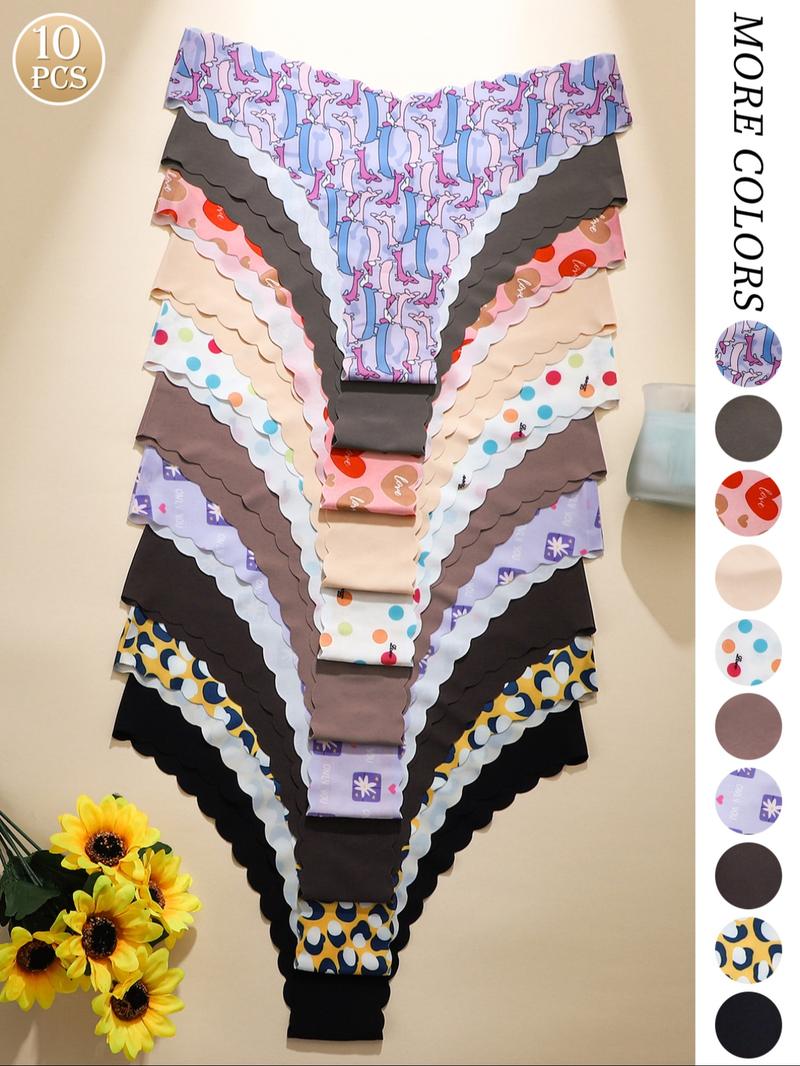 Women's 4/5/6/7/8/10-Piece Underwear Set, Leopard & Floral Prints, Fitted Breathable and Comfortable Design, All-Season Wear