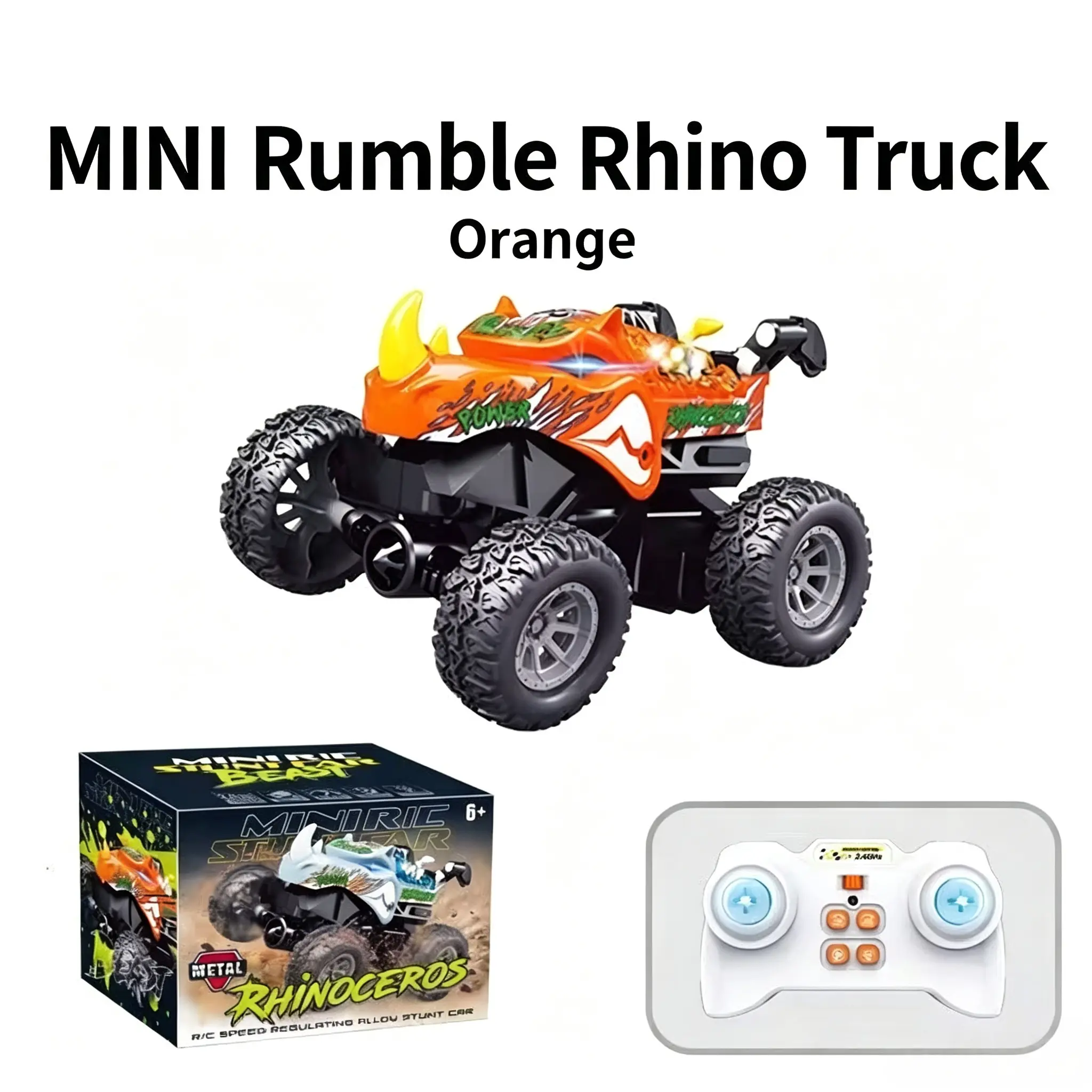 Handheld Rechargeable Mini Alloy Shell Stunt Truck - Light-Up Off-Roading Flip RC Car, Durable Electric All-Terrain Toy Vehicle, Great Gift for Ages 4+ Boys & Girls