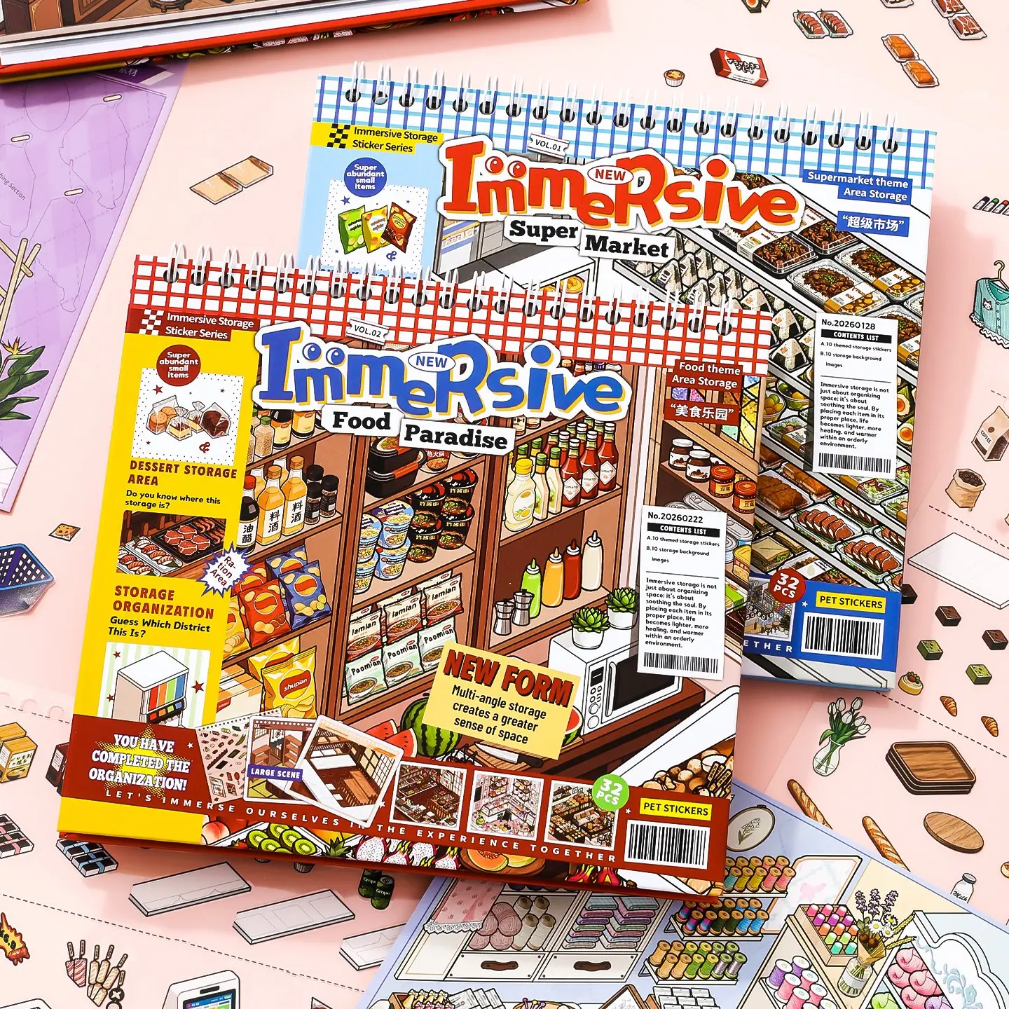 Simno Miniature Scene Journal Stickers Set for Bullet Journaling Kawaii Cartoon Supermarket Stress Relief Creative Scene Sticker Book  Craft Scrapbooking Supplies Planner Decoration Crafting Stationery