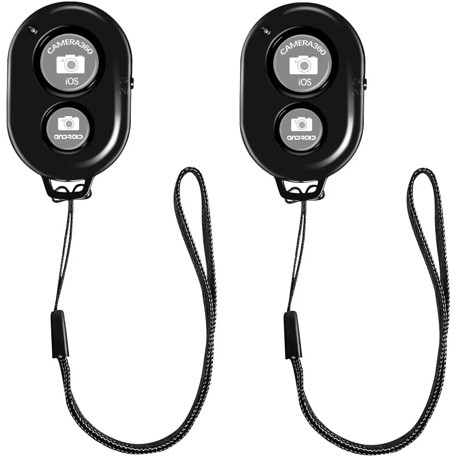 Black 2pcs Bluetooth Camera Remote Accessories (Model 1) - Lightweight Long-Range Unisex Clicker with Wrist Strap for Smartphone, iPad, Tablets, Photos & Videos for Going Out