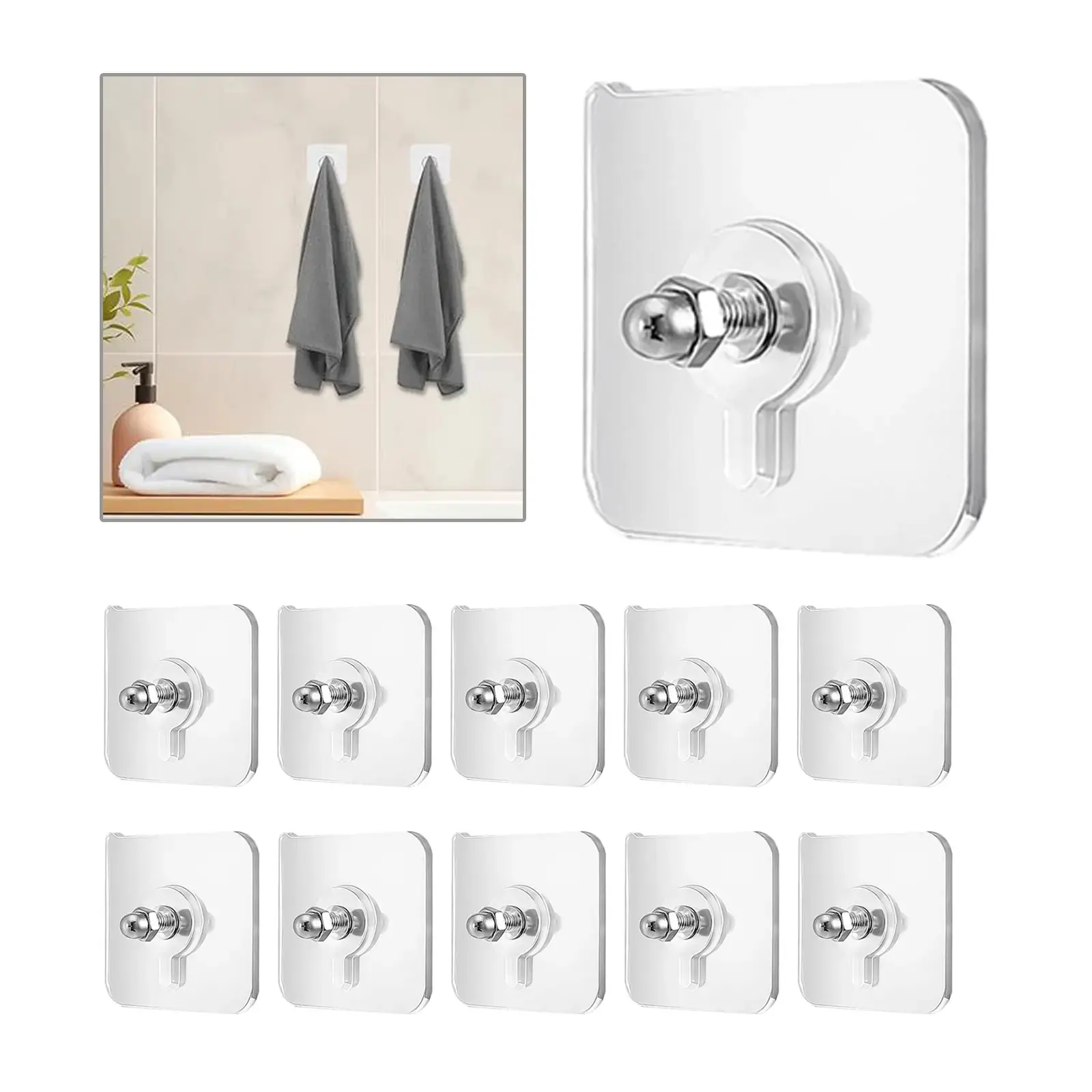 No-Punch No-Nail Stickers,HangableShelves,Mural Decorations,With Screw CapsOrganiser Stainless