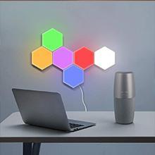 Creative Hexagon Wall Lights Smart Remote Control Touch Sensitive RGB LED Honeycomb Night Lights DIY Modular Assembled Splicing USB Powered Panels for Home Decor Minimalist Design Easy Installation