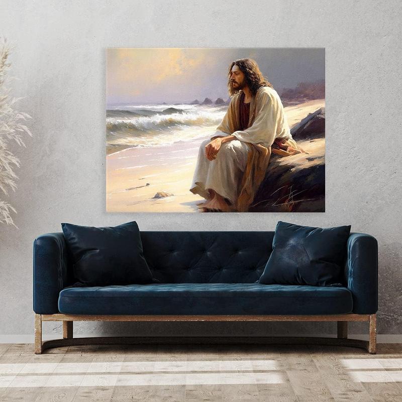 1 Count Sense Canvas Jesus 1 Canvas Art - Home Decor Wall Art Print Poster Painting Large 16x12inch Frameless
