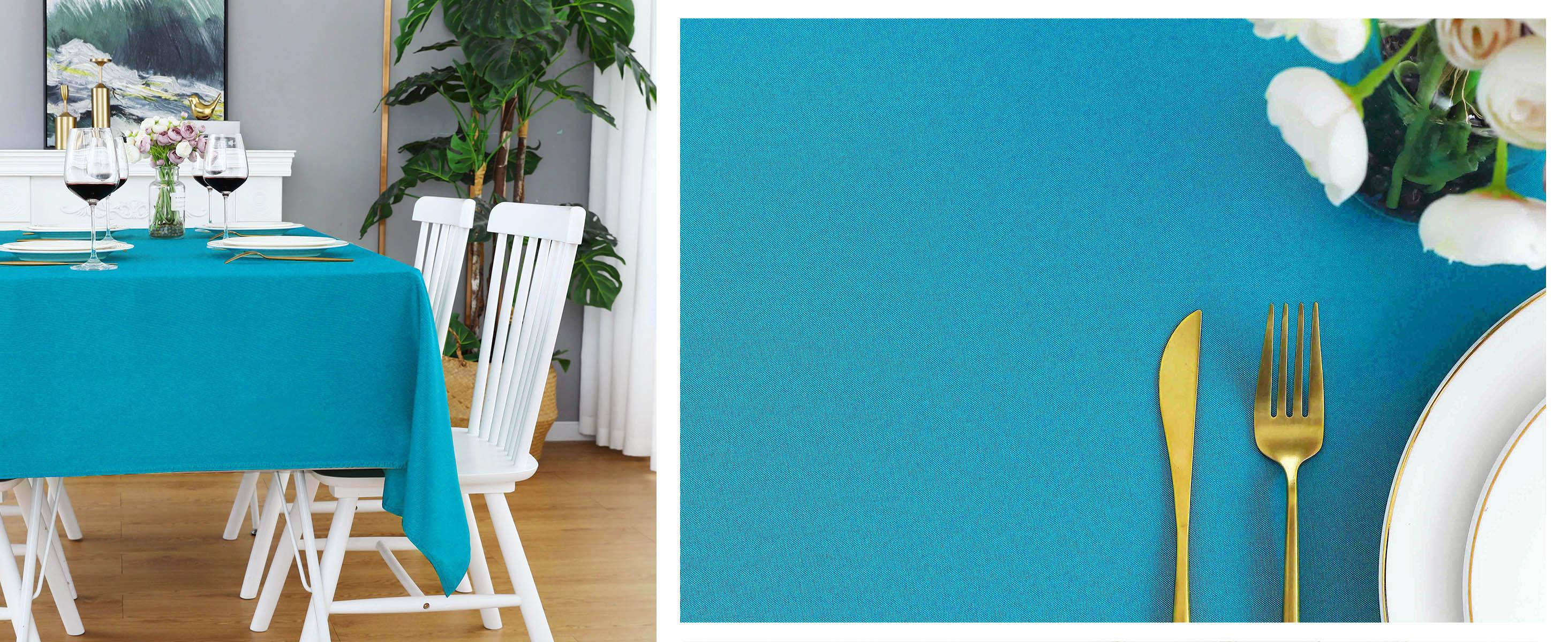 Teal Rectangle Tablecloth Wrinkle Free Waterproof Polyester Table Cloths Spillproof Heavy Duty and Washable Table Cover for Party, Banquet, Indoor and Outdoor-Square/Rectangular