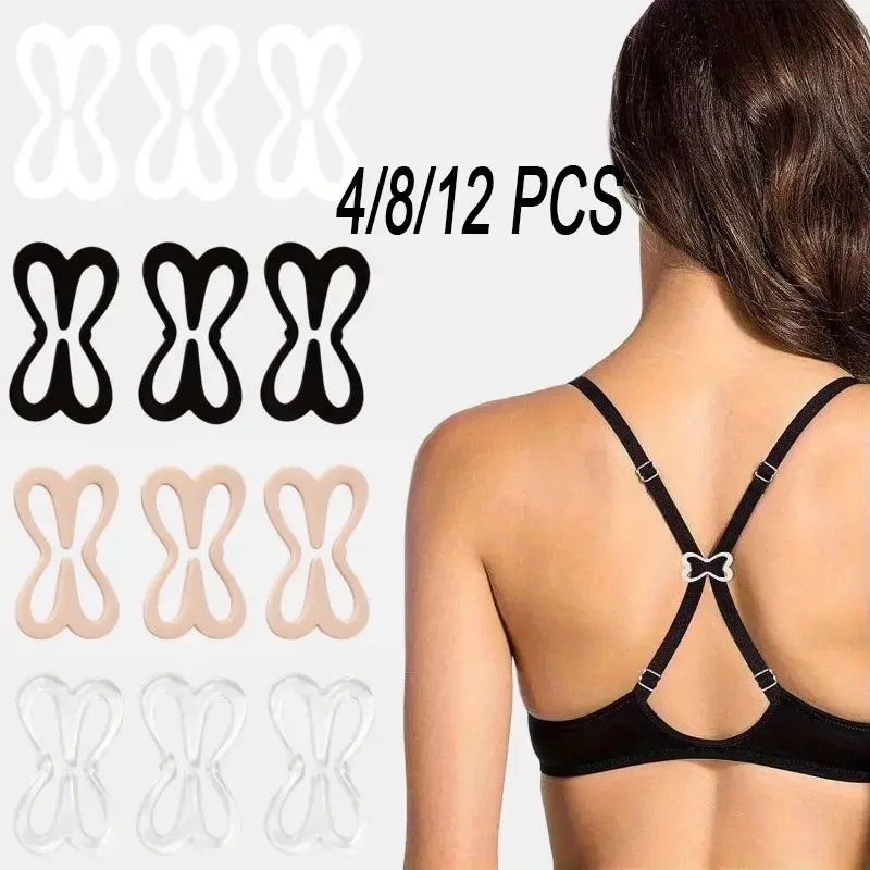 4/8/12 Pcs Bra Strap Clips for I-Back Construction, Adjustable Bra Strap Holders, Hidden Shoulder Straps, Accessory, Compatible with All Bras, Universal Accessory