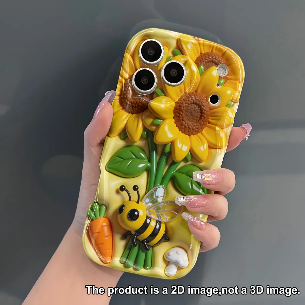 Mobile phone case: 2D flat surface excellent protection, anti-drop and scratch-proof mobile phone case, cute sunflower, bee, carrot and mushroom pattern, suitable for iPhone 17/16/15/14/13/12/11/X/XS/Pro/Promax/Plus series