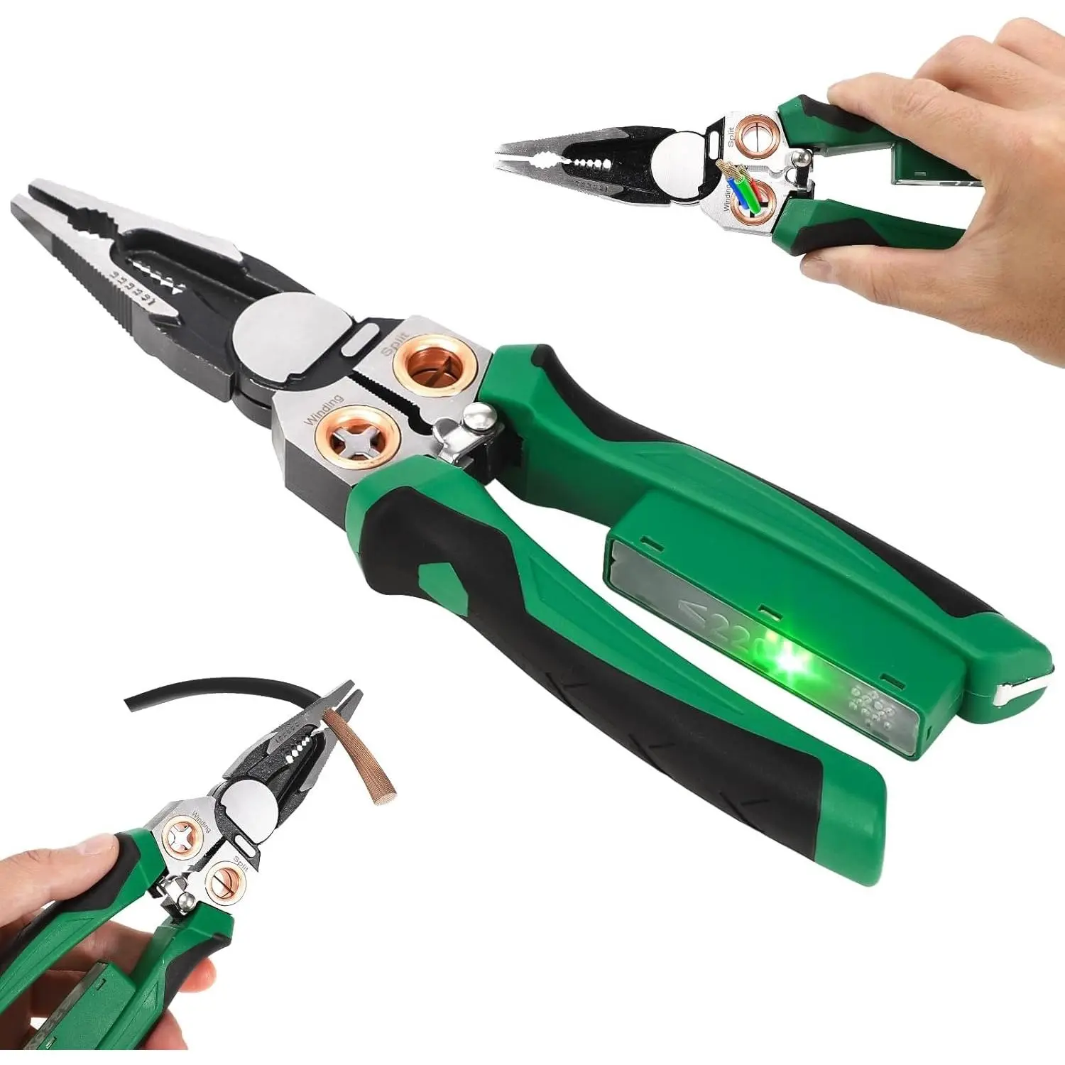 8-in-1 Wire Stripper Pliers, Carbon Cutting and Pulling Pliers, Featuring Wire Stripping, Cutting, Crimping, Clamping, Winding, Splitting, and, Testing​
