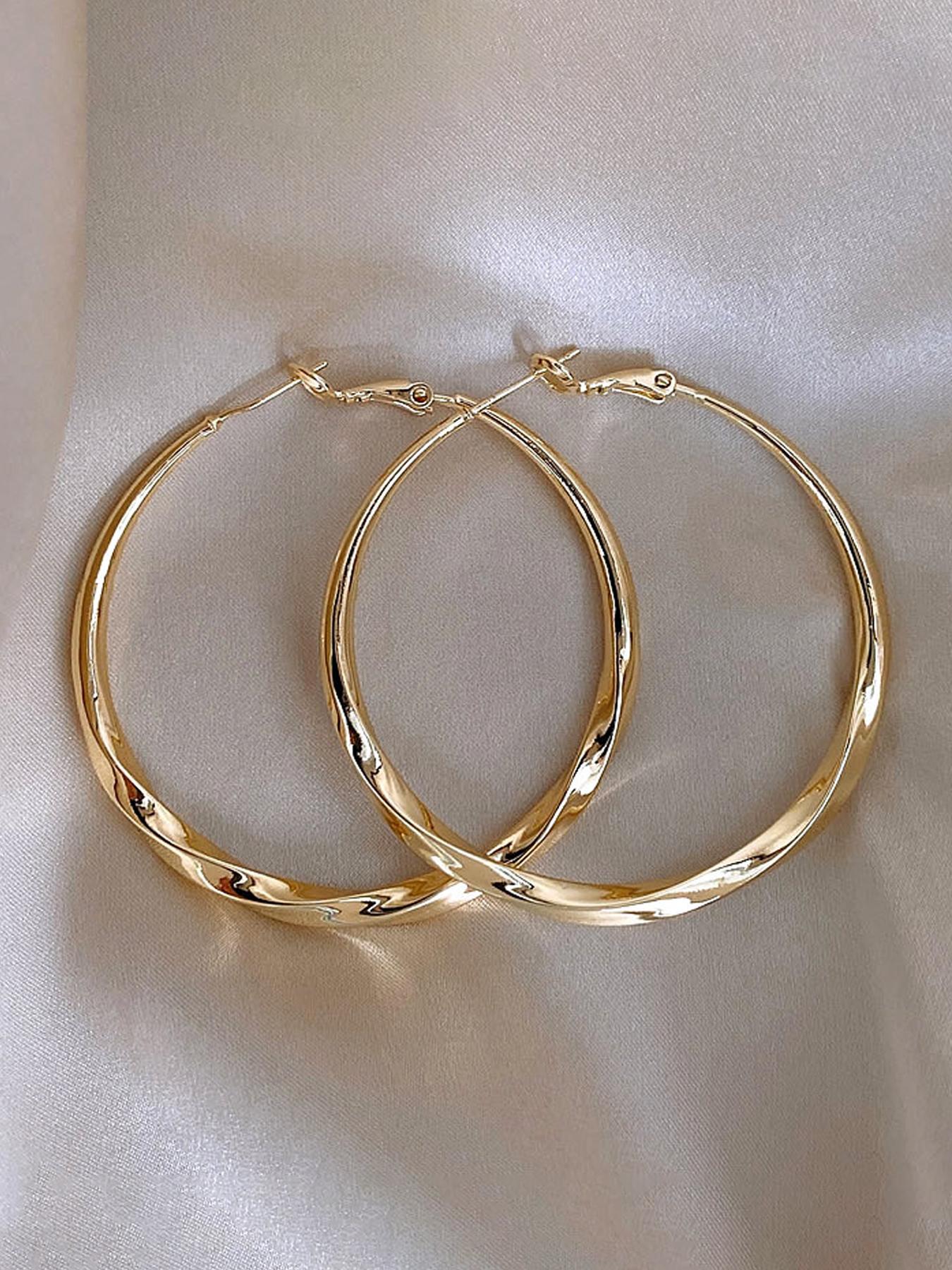 Minimalist Temperament Hoop Earrings, Fashionable All-match Earrings for Women, Trendy Exquisite Jewelry for Birthday Gift, Unique Twisted Shape