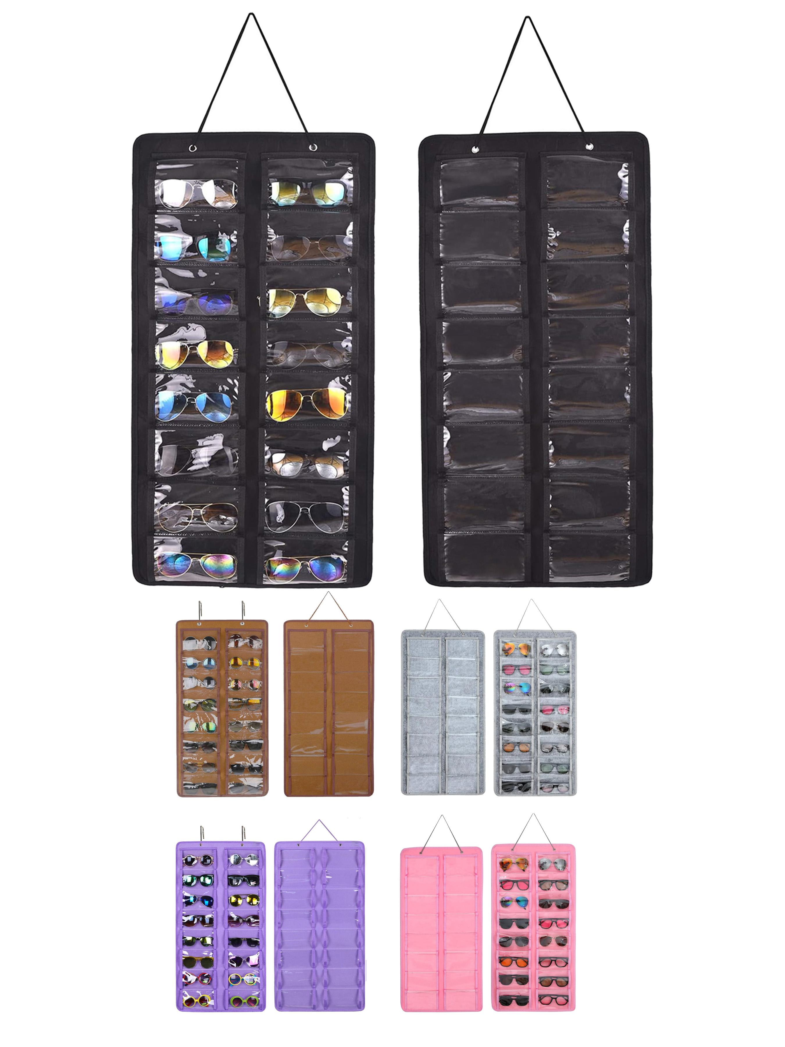 Dustproof Sunglasses Organiser, Wall Mounted Sunglasses Organiser, 16 Compartment Glasses Organiser, Space Saving Storage (Pouch Only)