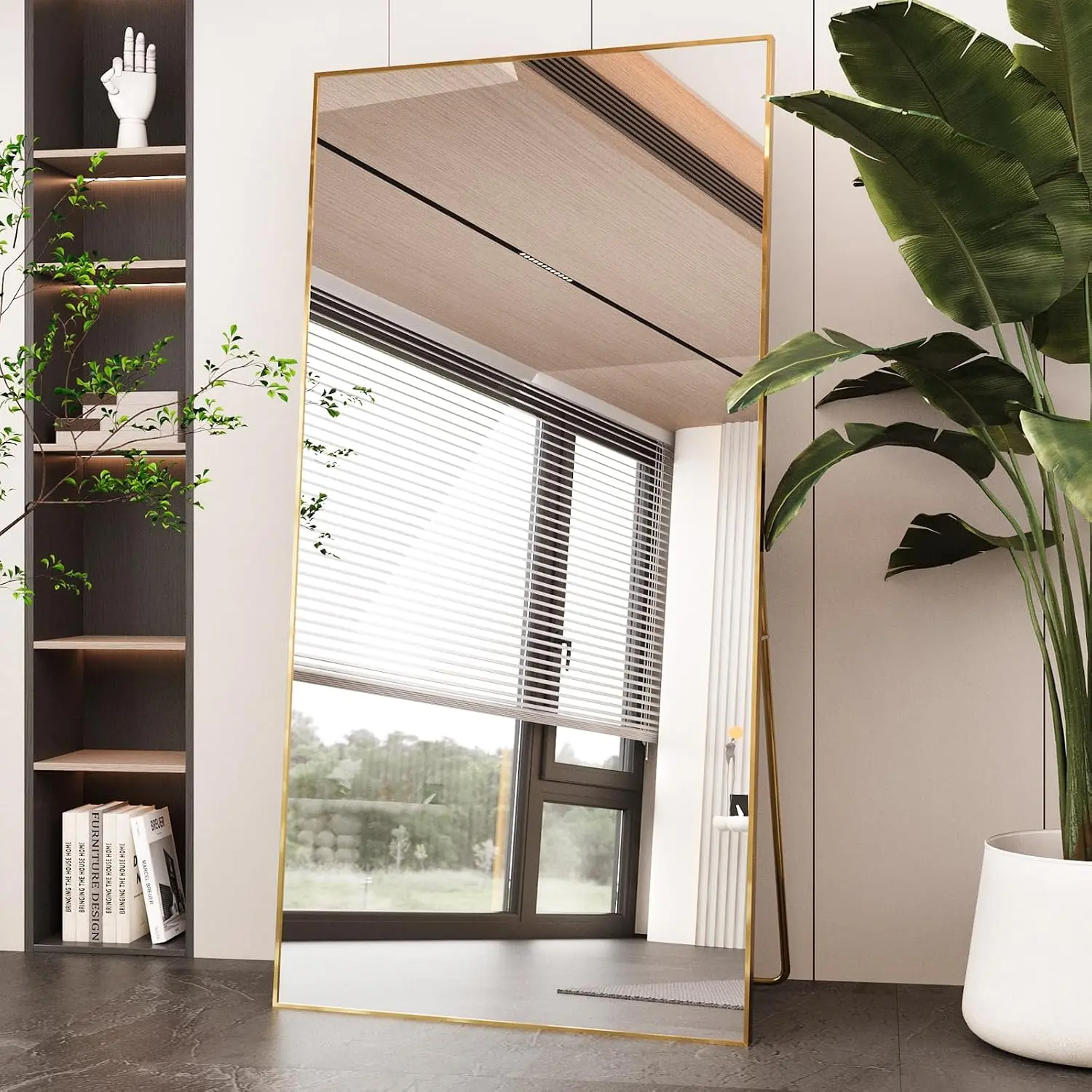 71" x 32" Full Length Mirror with Stand, Large Full  Tempered Mirror with  Alloy Frame for Living Room, Bedroom, Gym,  or Leaning,