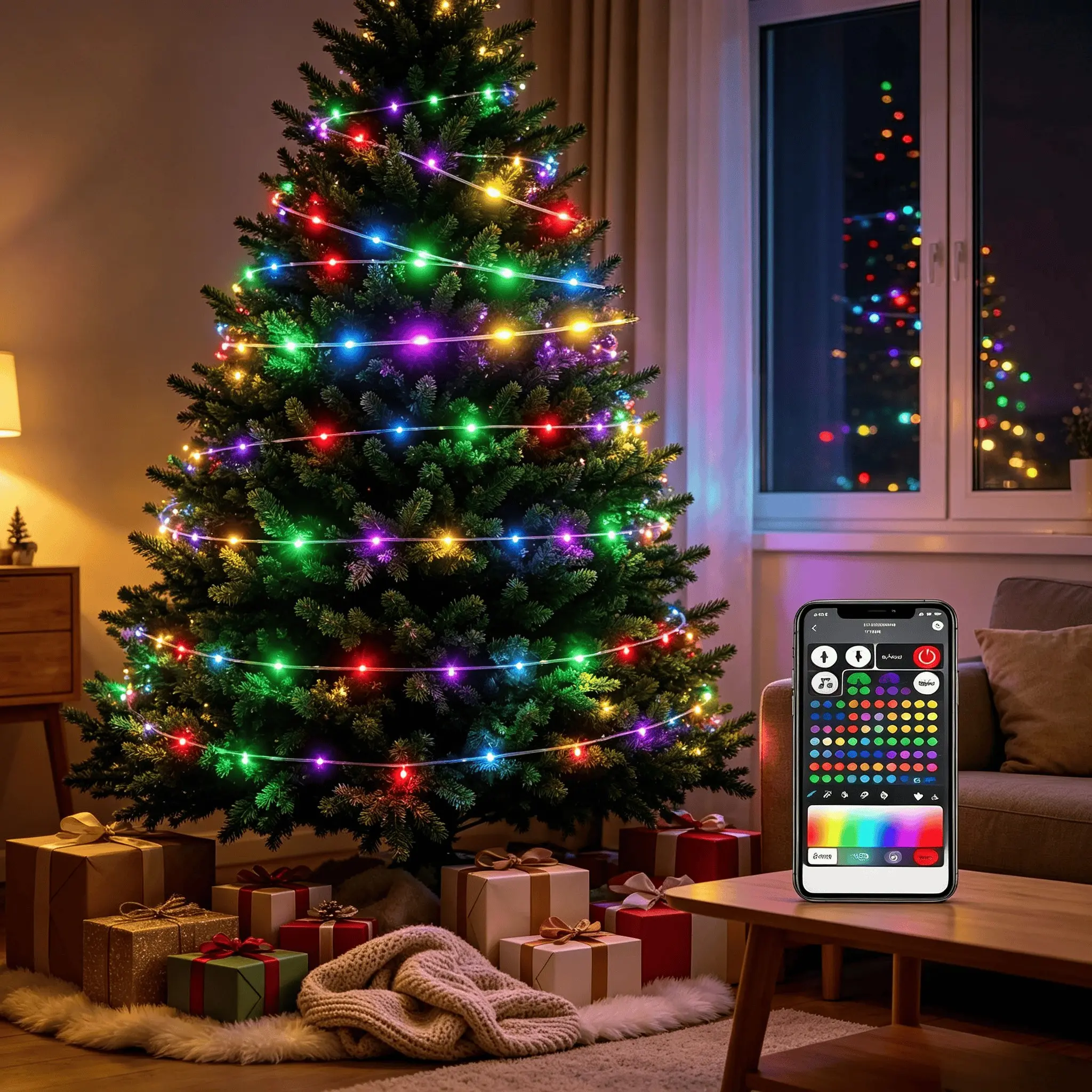 Smart Rgbic LED Strip Lights, Adjustable Brightness, Timer, Music Sync, APP Control, 24-Key Remote, Ideal for Christmas, Home Decor, Weddings