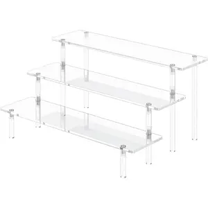 3 Tier Acrylic Display Risers, Large Perfume Organizer Stand, Cupcake Stand Holder, Display Shelves for Figurines, Dessert Shelf for Party, Risers Display Stand for Decoration (1 Pack)