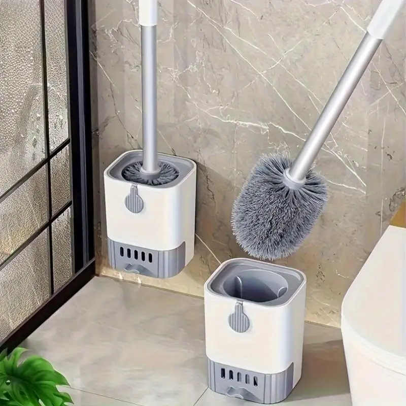 Toilet Brush With Bracket, Wall-mounted Long-handled Toilet Brush, Flexible Toilet Brush, No Dead Corners, Bathroom Brush, Cleaning Supplies, Cleaning Tools