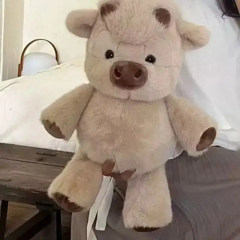 Kawaii Highland Cattle Plush Toy 45cm Huggable Running Cow Stuffed Animal Made with Premium Soft Fabric, Calf Soothing Companion