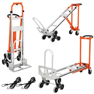 3-in-1 Heavy Duty Convertible Stair Climbing Dolly – 800 lbs Capacity Folding Hand Truck with Stair-Climbing Wheels & Elastic Straps – Collapsible Platform Cart for Moving, Office, Warehouse, Supermarket