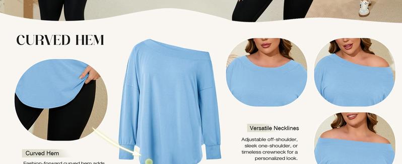 【XL-5XL】【Runs Small】Imily Bela Curve Women's Plus Size Long Sleeve Loose T Shirts Casual Curved Hem Tunics Tee Shirt Beige Basic Minimalist Blouse