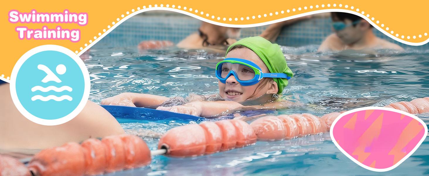 2 Pack Wide View Swimming Goggles, No Leaking Kids Swim Goggles with Anti-Fog/UV HD View Kids Goggles Boys Girls 3-15