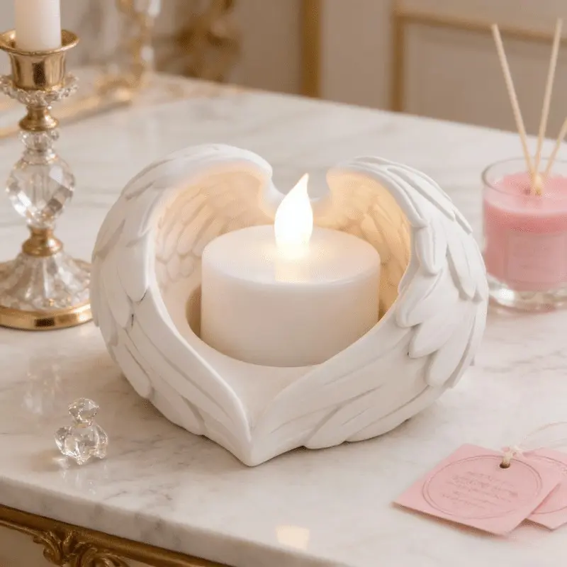 Elegant Angel Wings Candle Holder, Suitable for Tea Candles and Flameless Candles, Ideal for Home and Desk Decorations