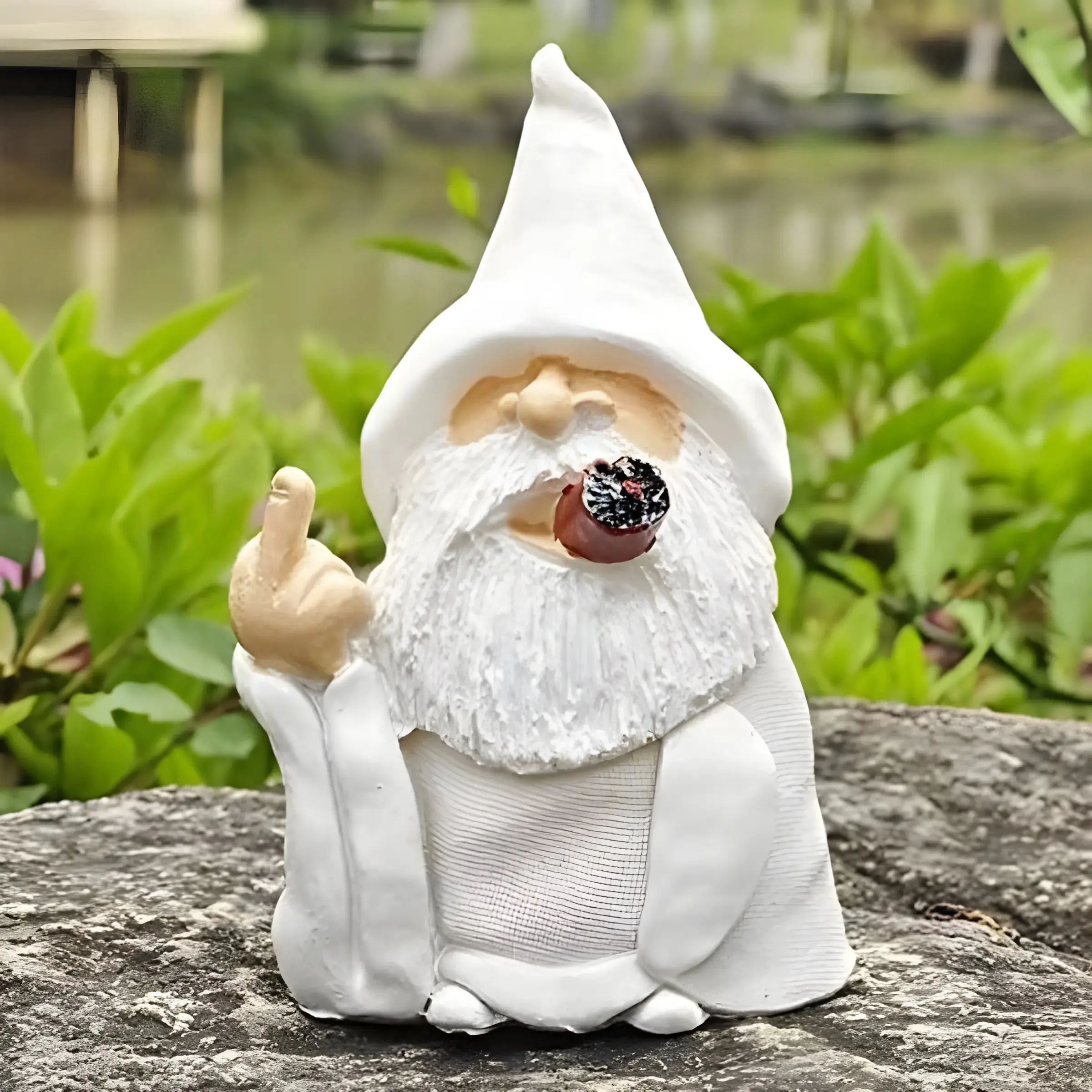1pc funny Middle Finger Decor Statue，Funny Wizard Gnome for Garden Lawn Yard Home Patio Outdoor Lawn Statue Halloween Garden Decor Gifts for Dad Easter Prank Gift White Statue - halloween Decoration