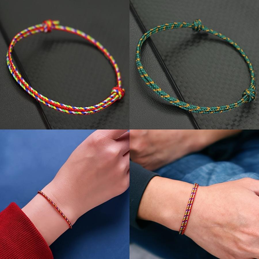 Handmade Adjustable Friendship Bracelet for Men, Featuring a 2Mm Thin String in 4 Colors, Grade A Charm, Perfect As a Gift for Your Boyfriend