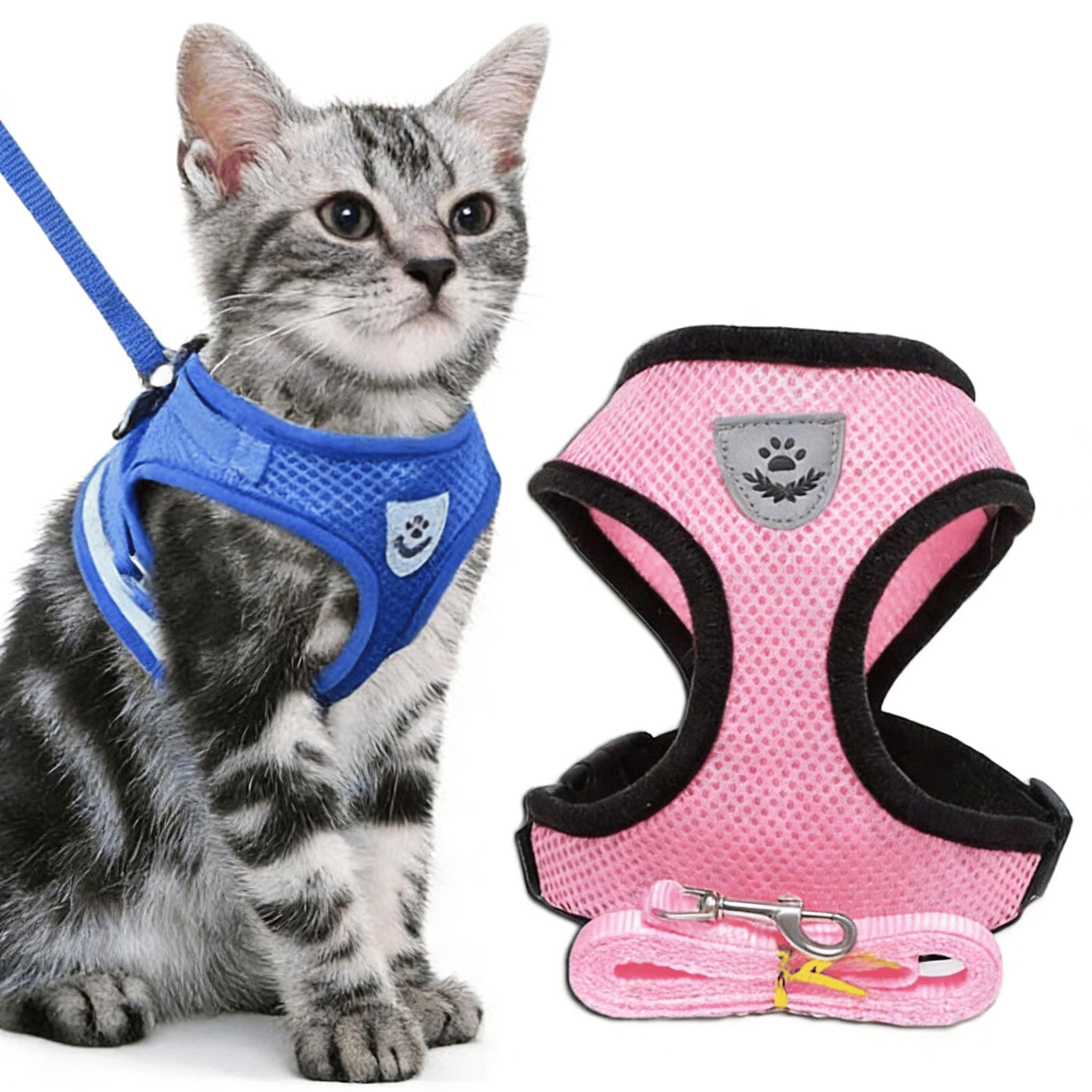 Safe and Comfortable Adjustable Reflective Harness for Cats & Dogs - Control Vest with Matching Leash in Sizes S to XL