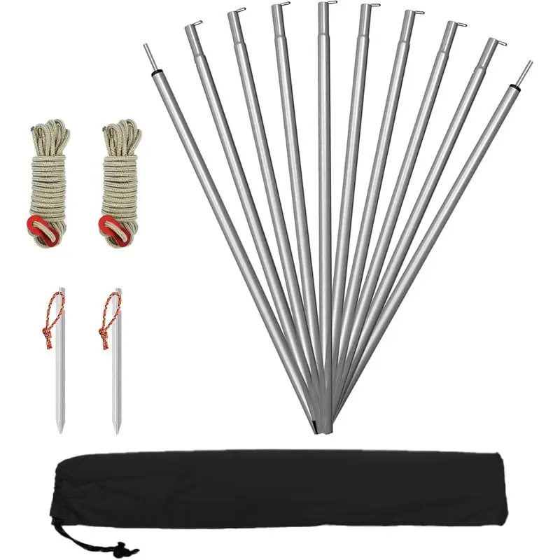 outdoor sports Tarp Poles Adjustable Canopy Pole,Portable Camping Accessories 75in Heavy Duty Poles Thicker Tent Pole with a Diameter of 0.63in Rods for Camping Tarps,Awnings, Shelters, Hiking,Backpacking